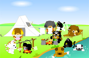 动物户外野炊场景flash动画